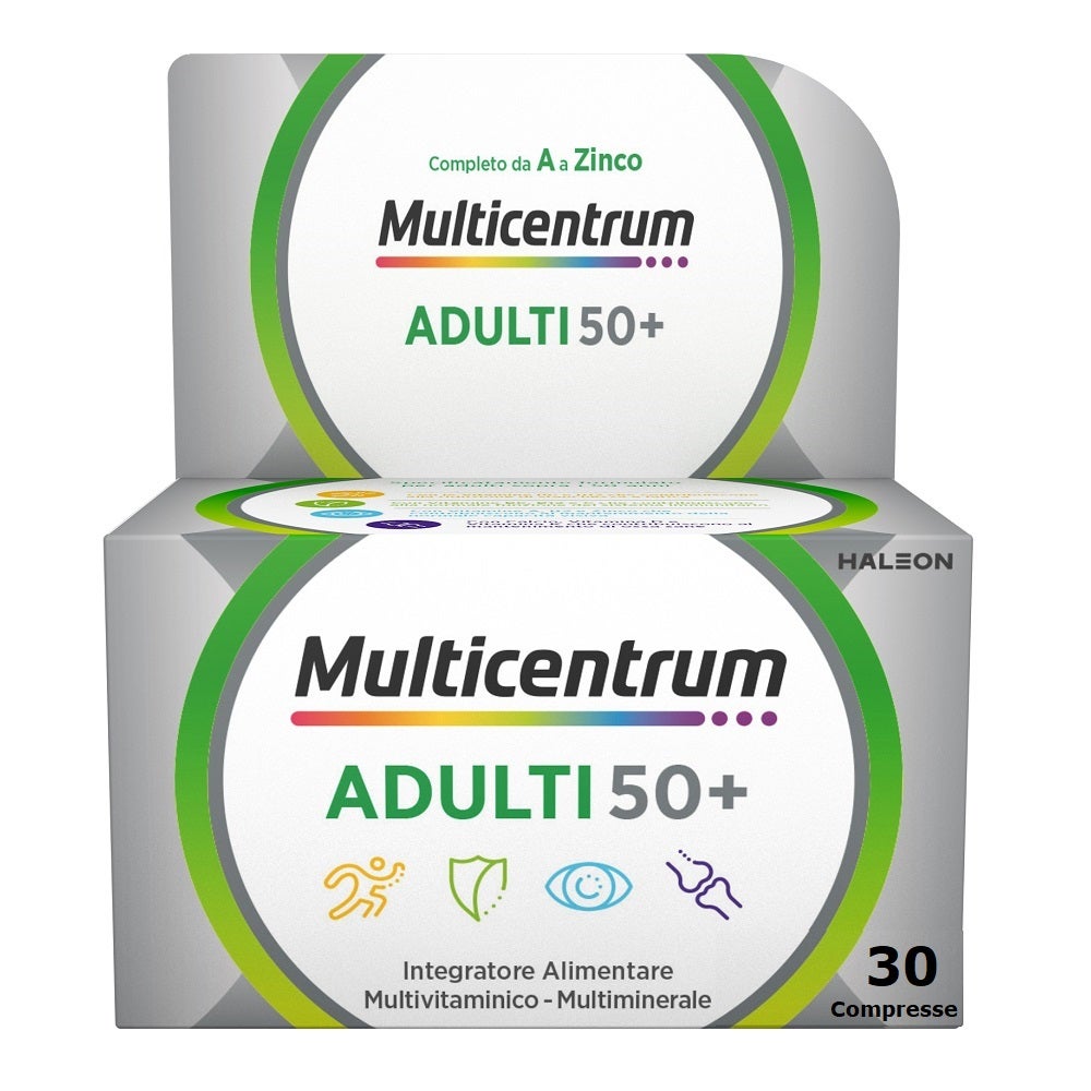 Multicentrum Adulti 50+ Integratore Alimentare Multivitaminico Vitamina B D E Magnesio Calcio 30 Compresse-0
