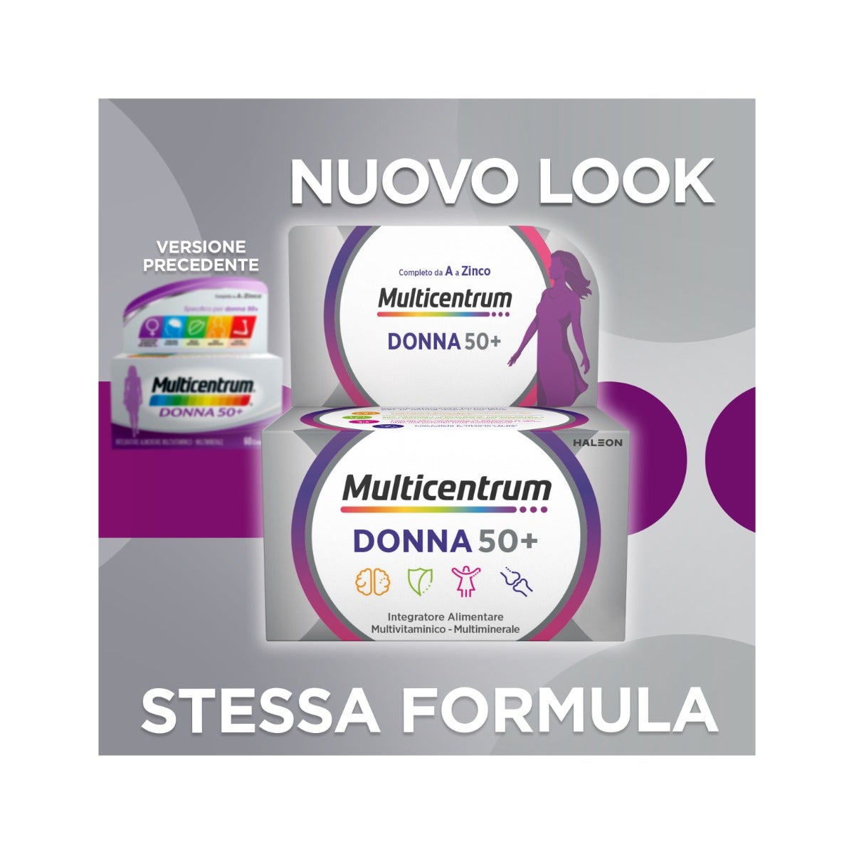 Multicentrum Donna 50+ Integratore Multivitaminico Multiminerale Calcio Ferro Acido Folico 60 Compresse-2