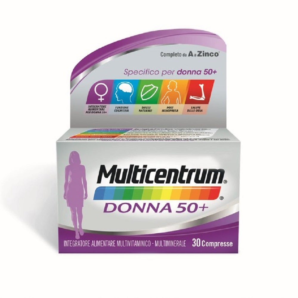 Multicentrum Donna 50+ Integratore Multivitaminico Multiminerale Ferro Calcio Vitamina D D3 30 Compresse-8