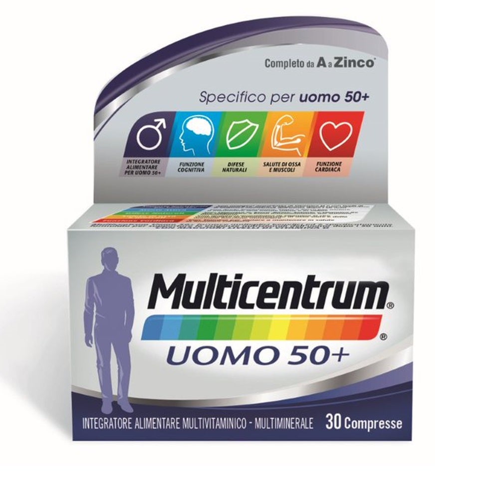 Multicentrum Uomo 50+ Integratore Alimentare Multivitaminico Vitamina D3 C B Zinco Magnesio 30 Compresse-8