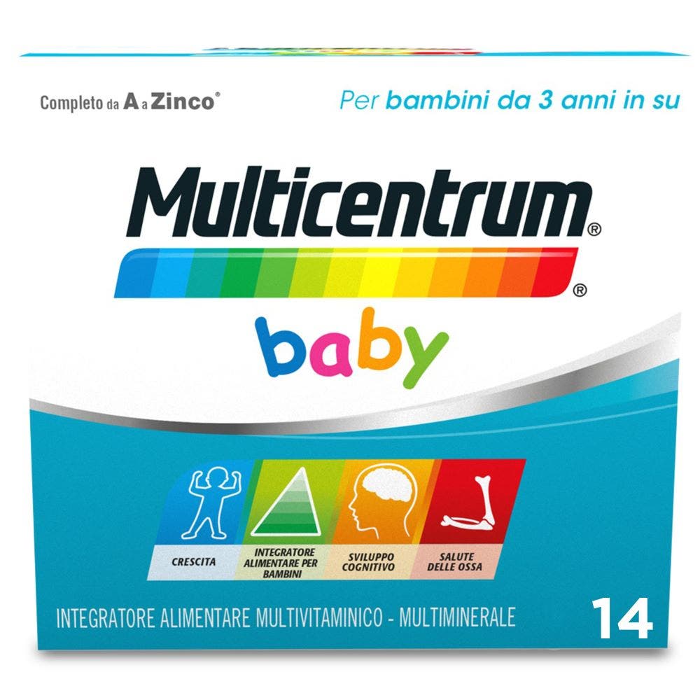 Multicentrum Baby Kids Integratore Multivitaminico Multiminerale Vitamine/Ferro/Calcio Bimbi 3Anni+ 14 Bustine-8