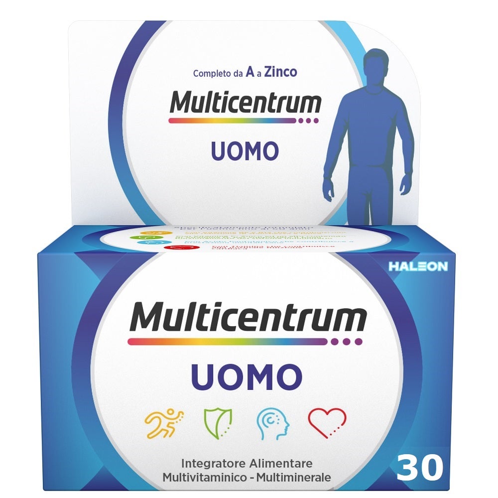 Multicentrum Uomo Integratore Alimentare Multivitaminico Vitamina B D3 A Calcio Magnesio 30 Compresse-0
