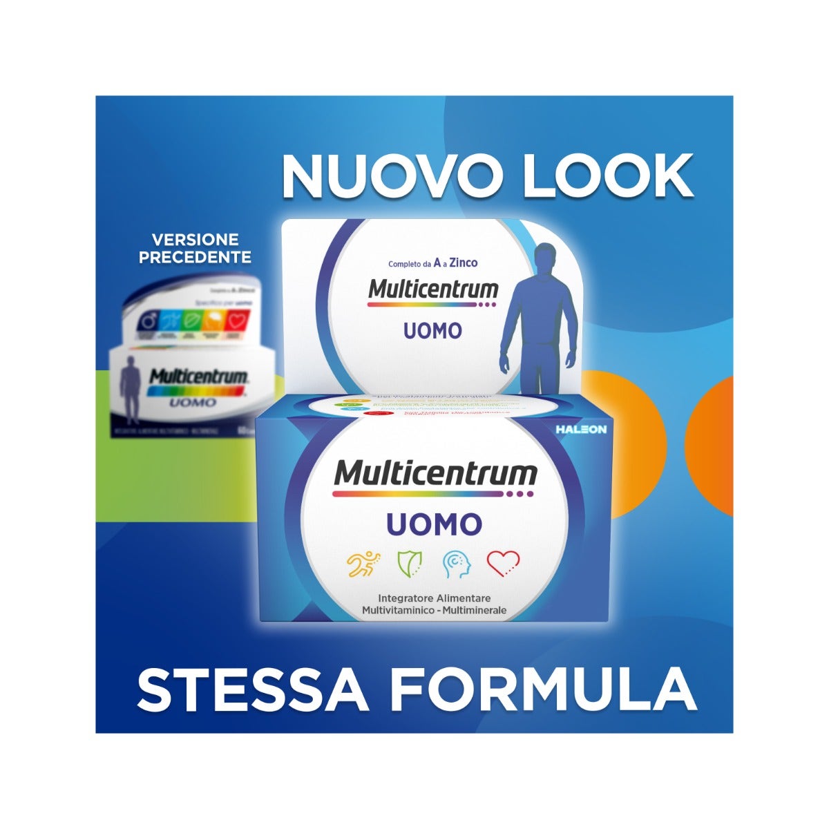 Multicentrum Uomo Integratore Alimentare Multivitaminico Vitamina B D3 A Calcio Magnesio 60 Cpr-1