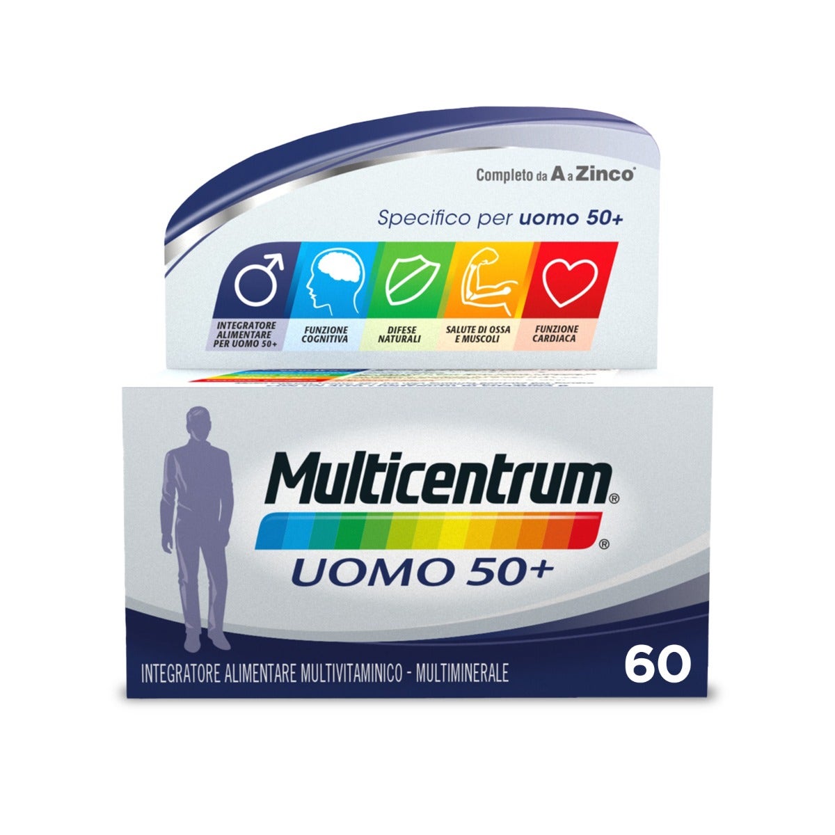 Multicentrum Uomo 50+ Integratore Alimentare Multivitaminico Vitamina D3 C B Zinco Magnesio 60 Cpr-8