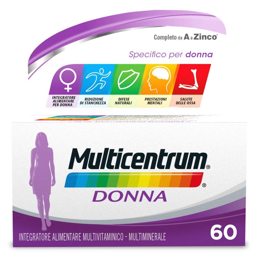Multicentrum Donna Integratore Alimentare Multivitaminico Vitamina D Calcio Ferro Acido Folico 60 Compresse-8