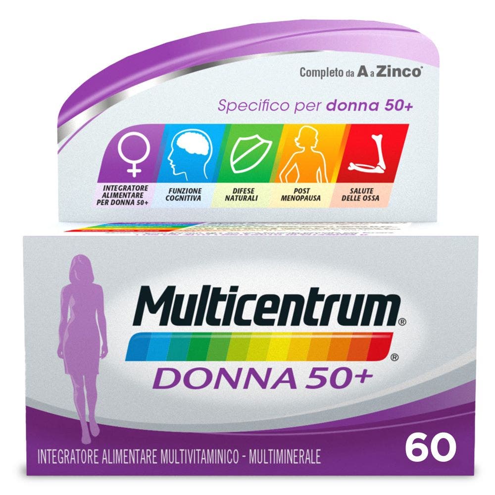 Multicentrum Donna 50+ Integratore Multivitaminico Multiminerale Calcio Ferro Acido Folico 60 Compresse-8