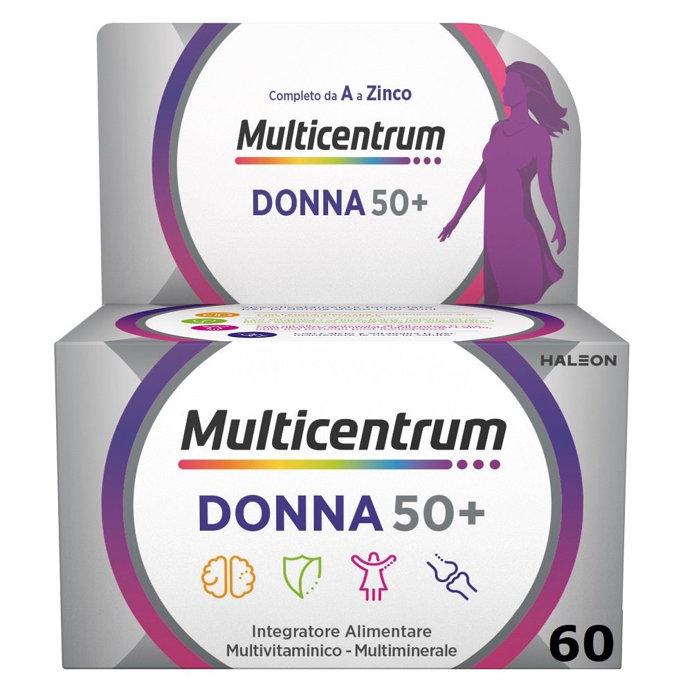 Multicentrum Donna 50+ Integratore Multivitaminico Multiminerale Calcio Ferro Acido Folico 60 Compresse-0