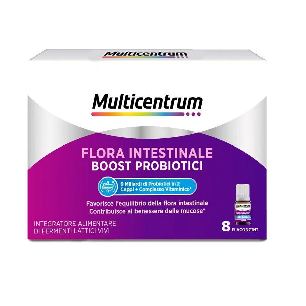 Multicentrum Flora Intestinale Boost Probiotici Integratore Fermenti Lattici Intestino 8 Flaconcini-13