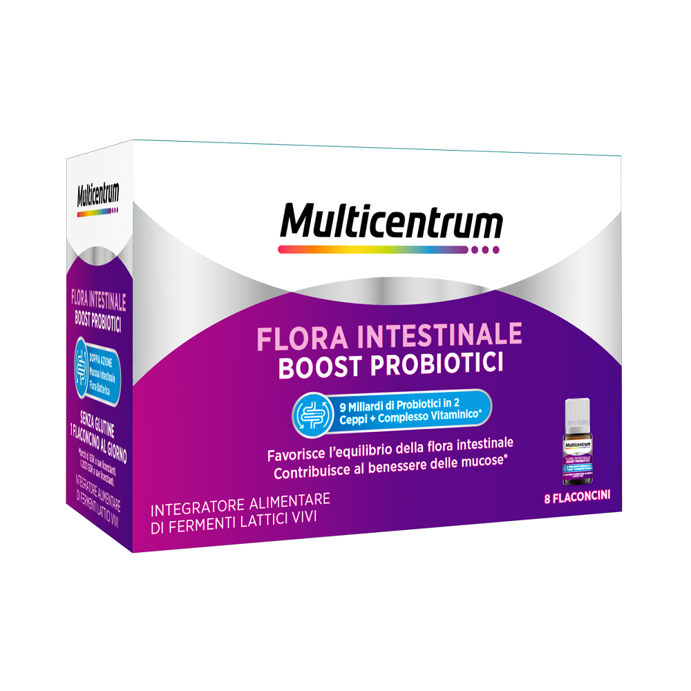 Multicentrum Flora Intestinale Boost Probiotici Integratore Fermenti Lattici Intestino 8 Flaconcini-14