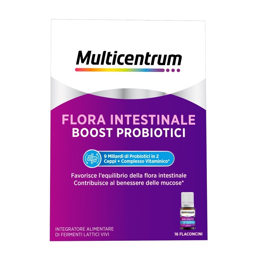 Multicentrum Flora Intestinale Boost Probiotici Integratore Fermenti Lattici Intestino 16 Flaconcini-12