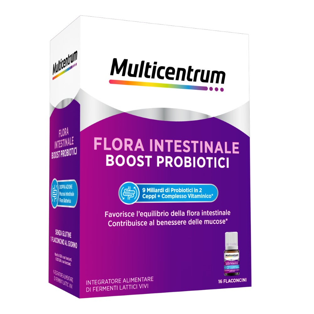 Multicentrum Flora Intestinale Boost Probiotici Integratore Fermenti Lattici Intestino 16 Flaconcini-13