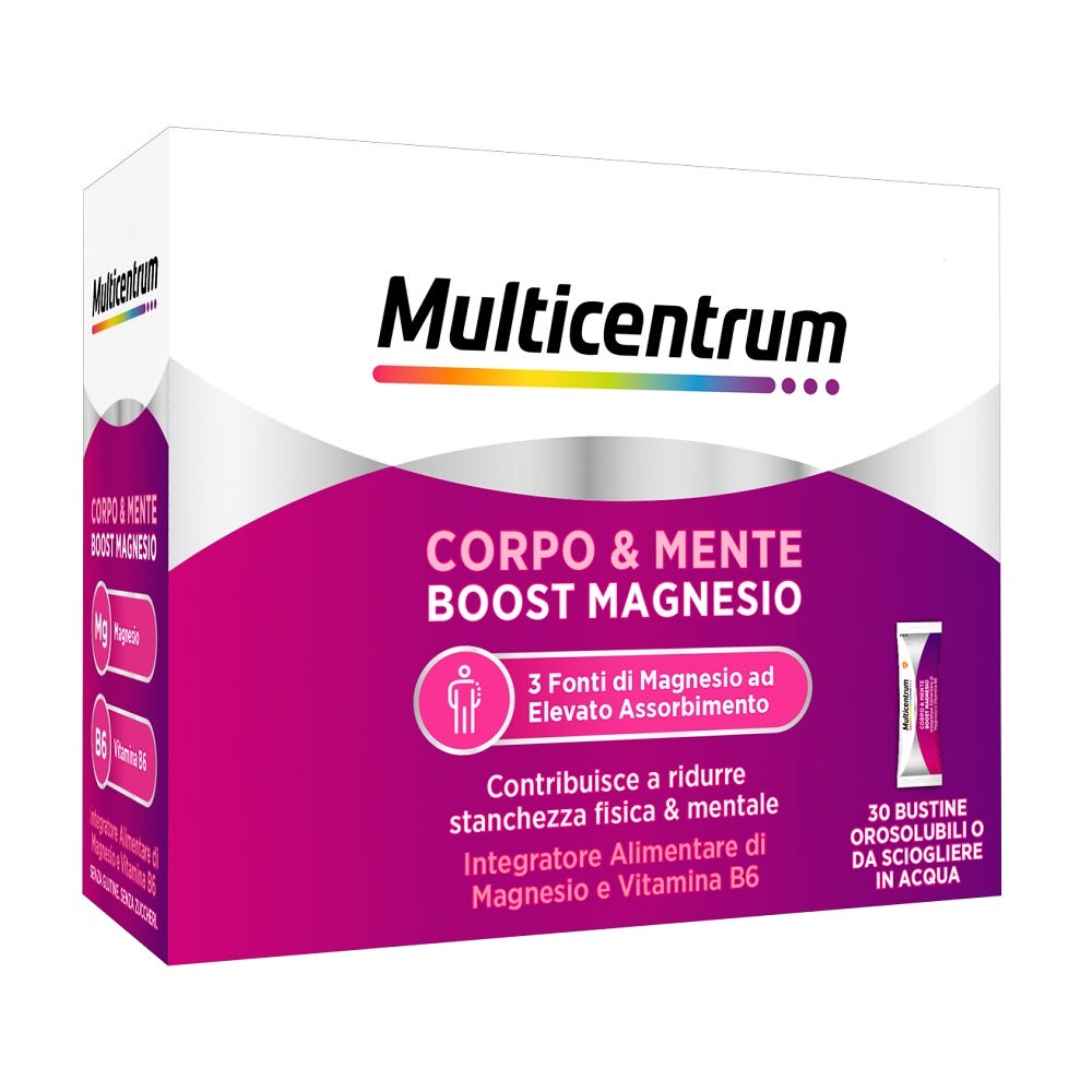 Multicentrum Boost Magnesio Integratore Alimentare Vitamina B6 Magnesio Pidolato Stanchezza 30 Bustine-2