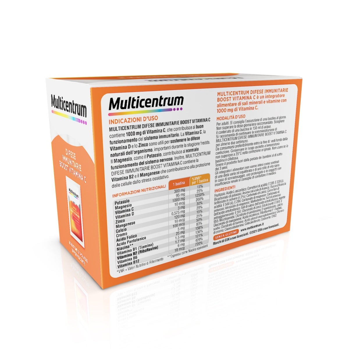 Multicentrum Difese Immunitarie Boost Vitamina C Integratore Alimentare Sali Minerali Vitamine 14 Bustine-2