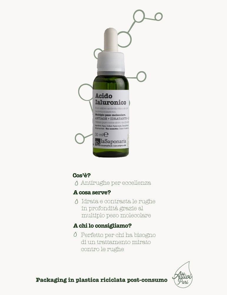 La Saponaria Attivo Puro Acido Ialuronico Multiplo Peso Molecolare 30ml  - 3