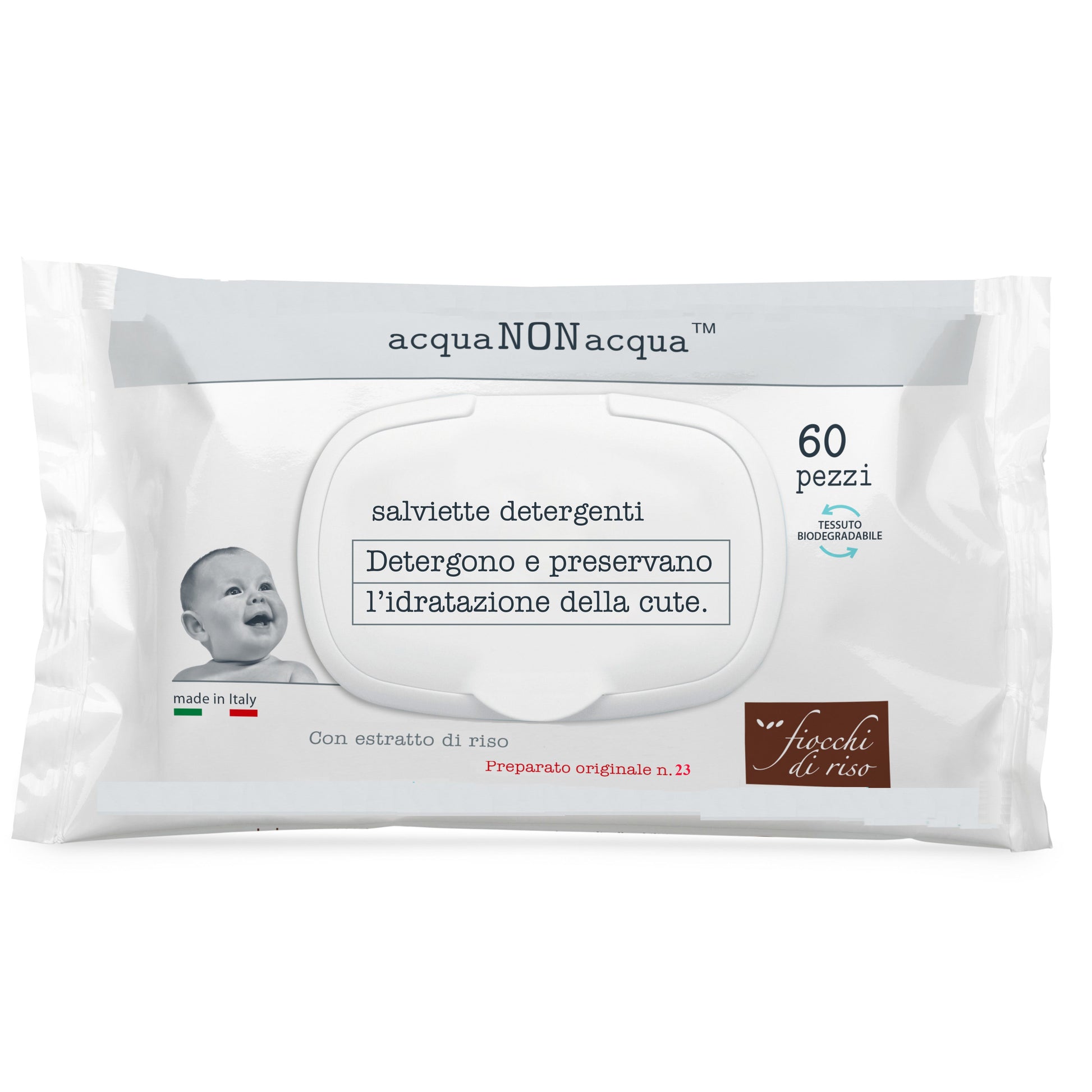 Fiocchi Di Riso Acqua Non Acqua 60 Salviette Senza Profumo  - 2