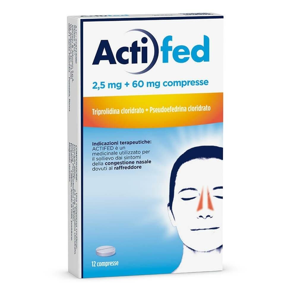 Actifed 2,5 mg 12 Compresse Congestione Nasale e Raffreddore-1