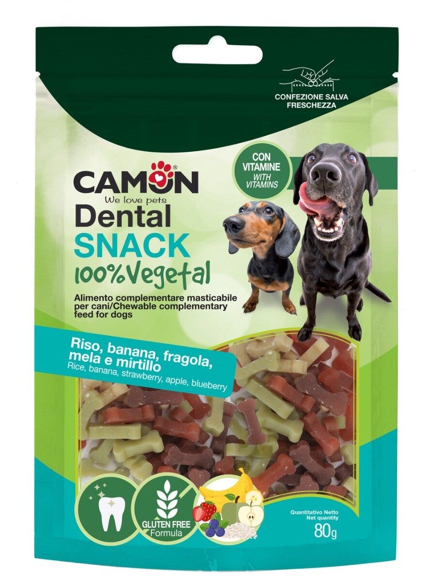 Camon Ossicini Di Riso Con Banana/Fragola/Mela/Mirtillo Per Cani 80g 2,5cm-3