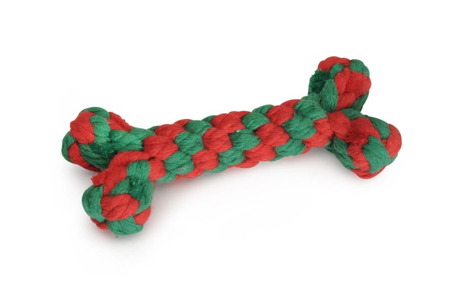 Camon Gioco Osso Natalizio in Corda Di Cotone Intrecciata Per Cani 15cm-1