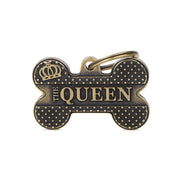 Medaglietta Per Cani E Gatti Personalizzata Osso Queen English Bronx Taglia Grande-1
