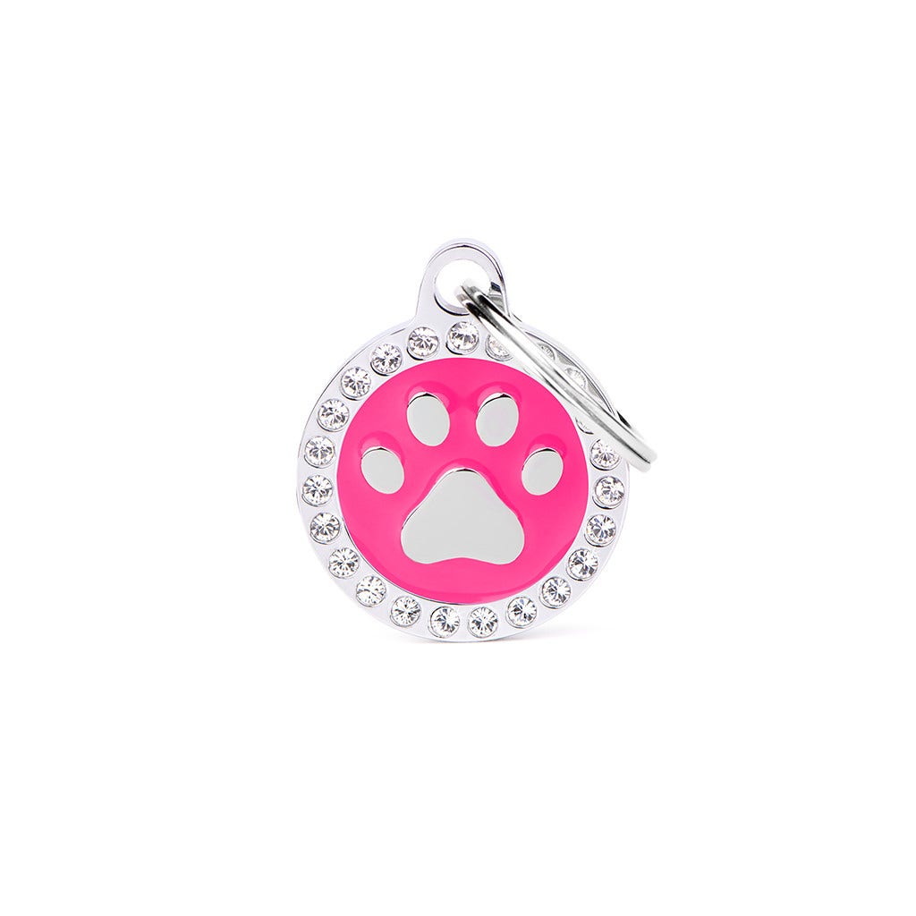 Medaglietta Per Cani E Gatti Personalizzata Zampa Rosa -1