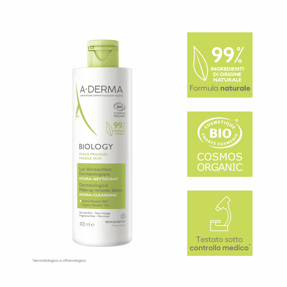A-Derma Biology Latte Struccante Dermatologico Idra-Detergente 400ml-4