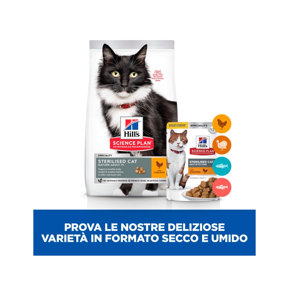Hill's Science Plan Mature Adult 7+ Sterilised Cat Alimento Per Gatti Al Pollo Sacco 1,5kg-5