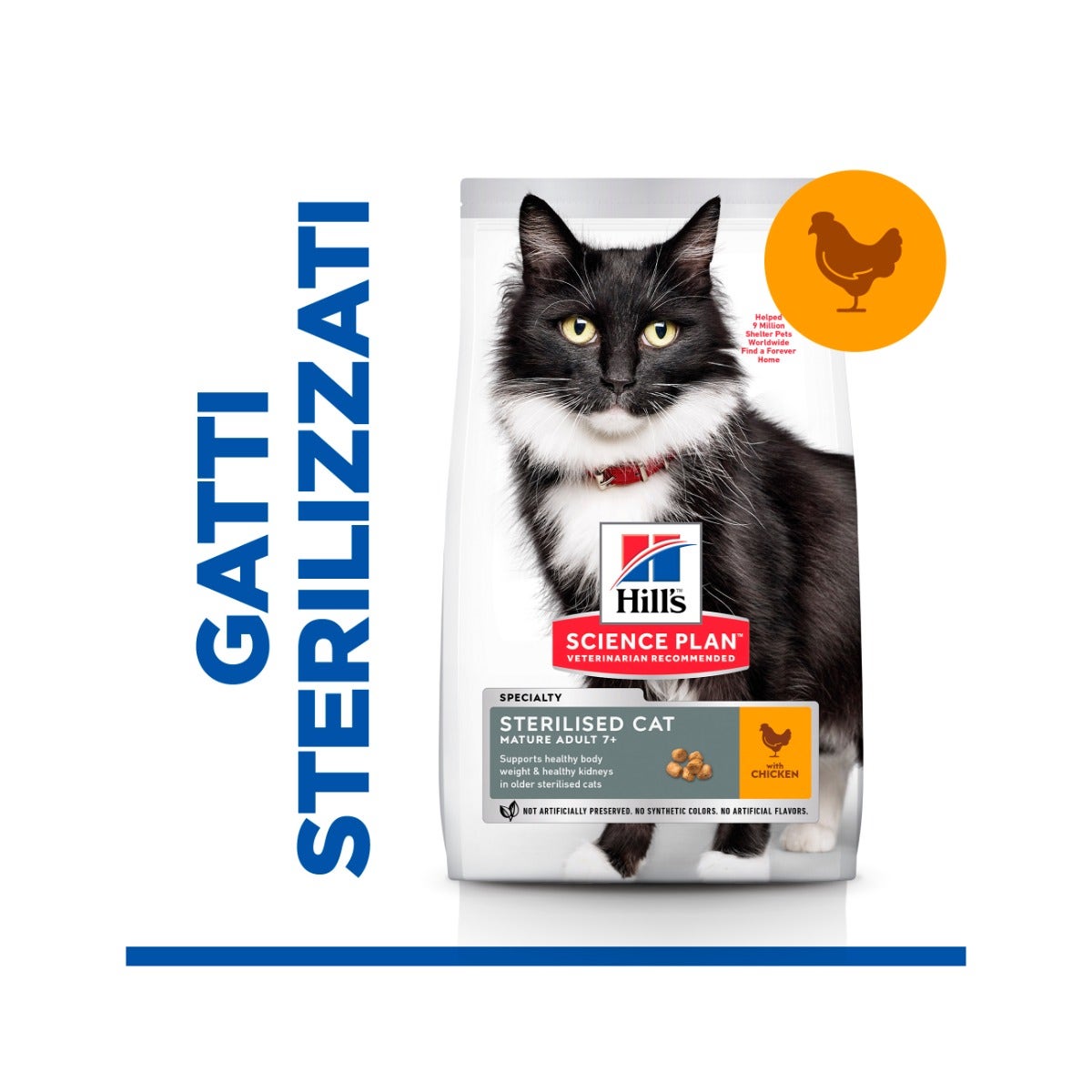 Hill's Science Plan Mature Adult 7+ Sterilised Cat Alimento Per Gatti Al Pollo Sacco 1,5kg-6