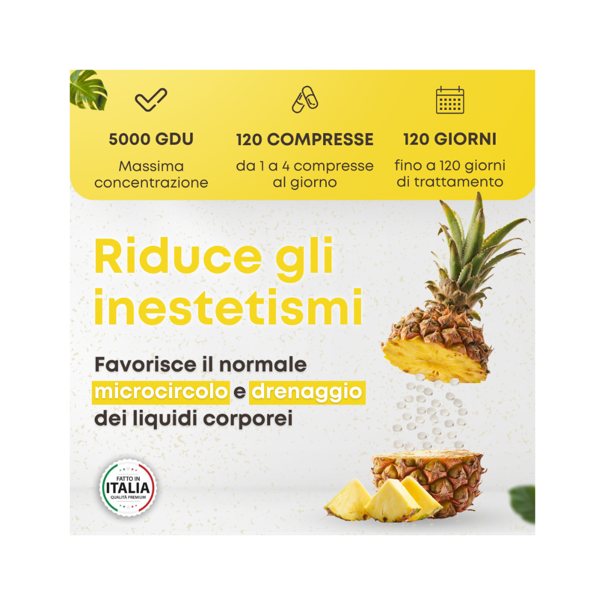 Natugea Bromelina Forte Drenante 5000 GDU/g Vegana Detox Anticellulite 120 Compresse-9