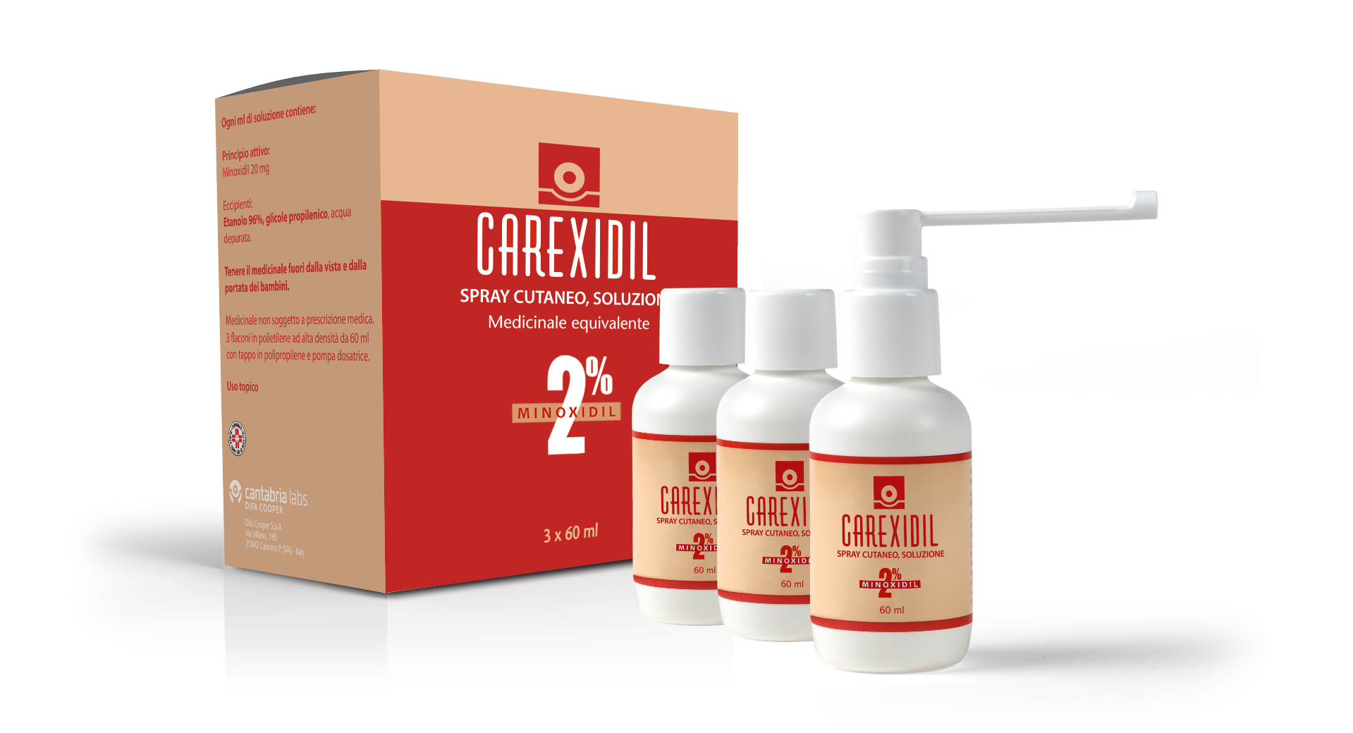 Carexidil Spray Cutaneo 2% 3x60ml-2