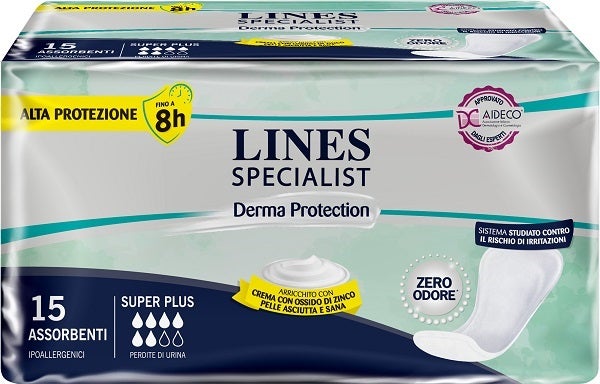 Pannolone per Incontinenza Lines Specialist Derma Sagomato Anatomico Super Plus 15 Pezzi-1
