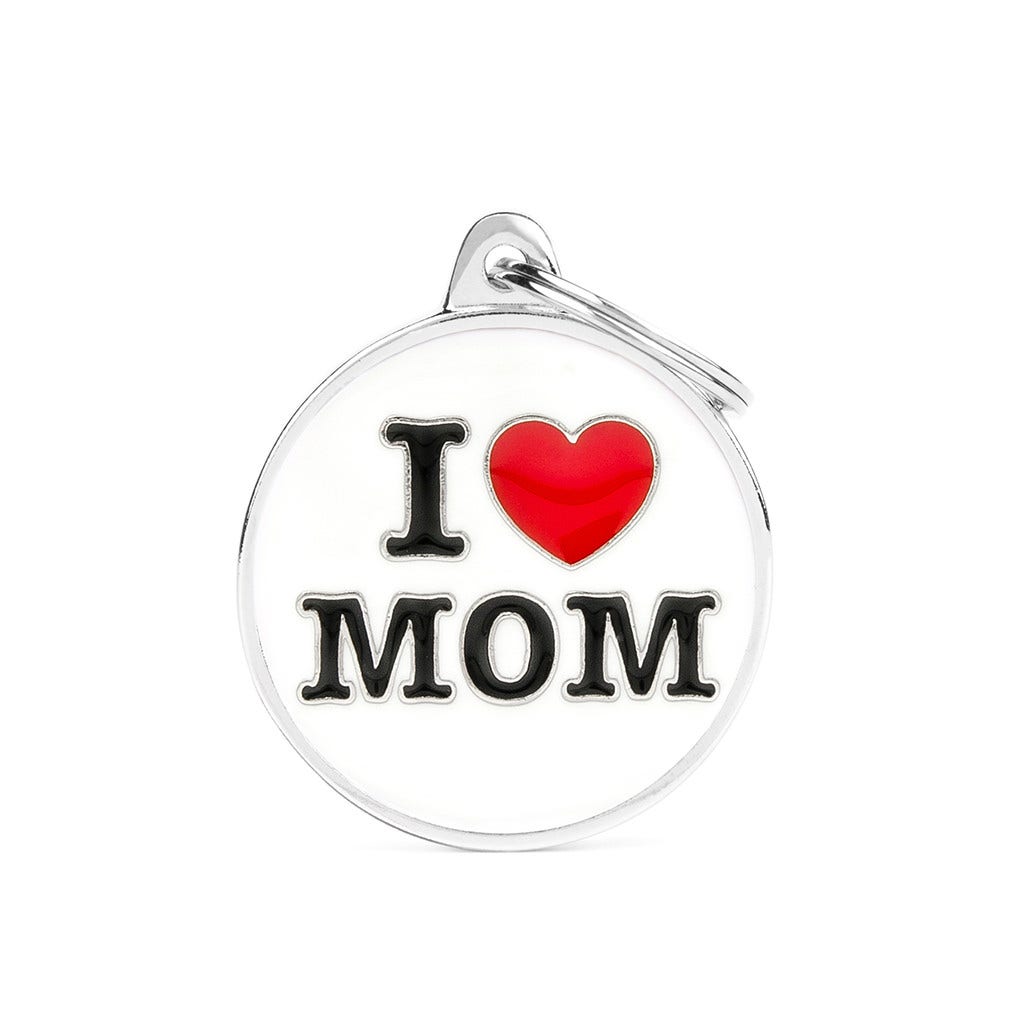 Medaglietta Per Cani E Gatti Personalizzata I Love Mom-1