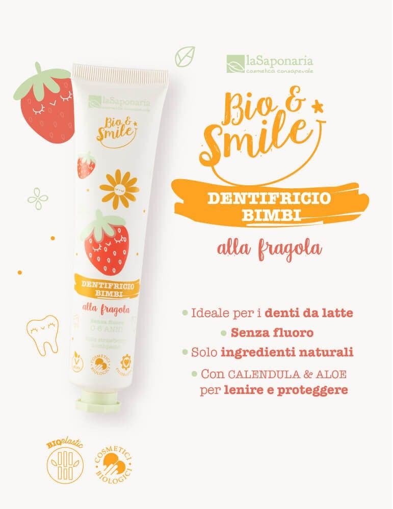 La Saponaria Bio&Smile Dentifricio Lenitivo Fragola Bambini 75ml  - 3