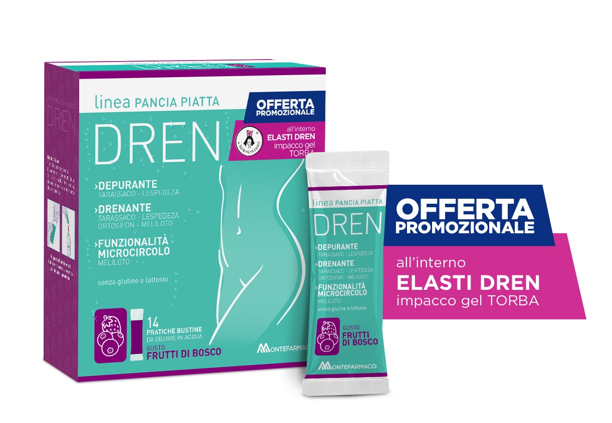 Pancia Piatta Dren Frutti Di Bosco 14 Bustine Stick Pack + Impacco Gel Torba 100ml-1