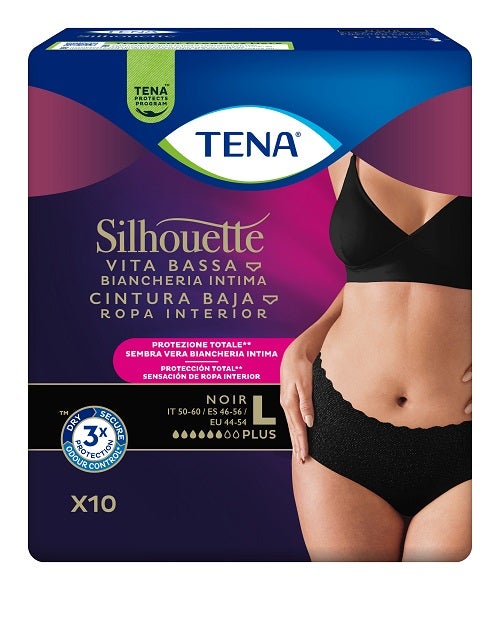 Pannolone a Mutandina Assorbente Tena Silhouette Noir l Vita Bassa 10 Pezzi-1