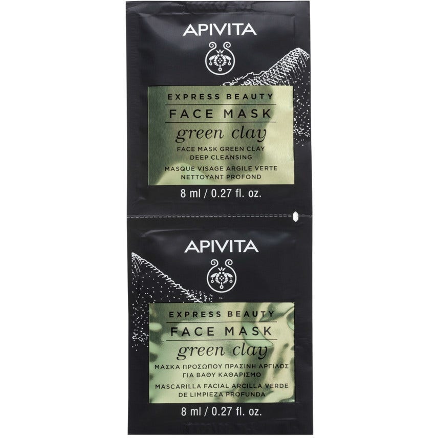 Apivita Express Beauty Maschera Viso Detergente Argilla Verde 2x8ml  - 2