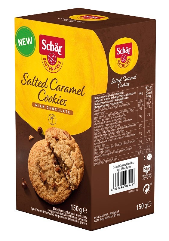 Schar Salted Caramel Cookies con Gocce di Cioccolato al Latte e Caramello 150 g-1