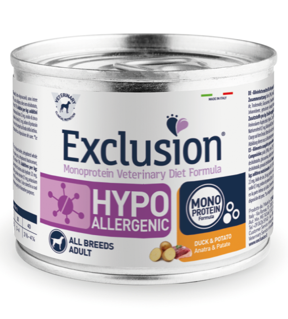 Exclusion Veterinary Diet Hypoallergenic Per Cani Cinghiale E Patate Umido Lattina 200gr-1