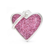 Medaglietta Per Cani E Gatti Personalizzata Cuore Rosa Con Glitter Taglia Piccola-1