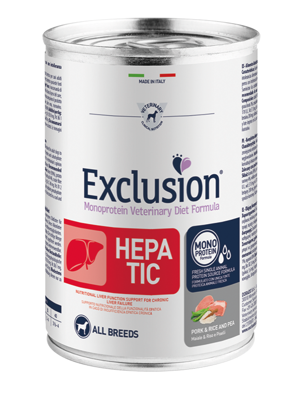 Exclusion Veterinary Diet Hepatic Pork Rice And Pea Cani Adulti Lattina 400gr-1