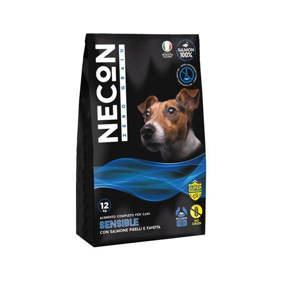 Necon Zero Grain Sensible Salmone Piselli Favetta Per Cani Sacco 12Kg-2