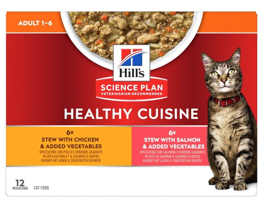 Hill's Science Plan Healthy Cuisine Multipack Umido Gatto Gusti Assortiti Pollo/Salmone Bustine 12x90gr-2