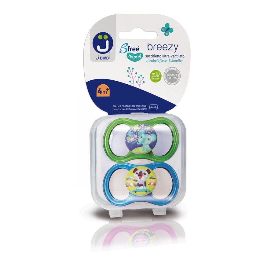 J Bimbi B Free Breezy Happy Succhietto Silicone Verde/Turchese 2 Pezzi 4 Mesi+ - 1