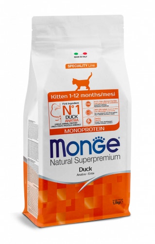 Monge Natural Superpremium Kitten Monoprotein Cibo Secco Anatra Per Gattini Sacco 400g-1