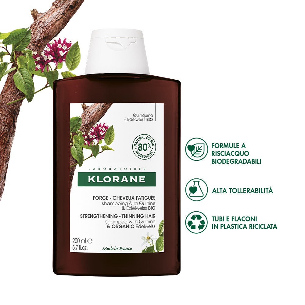Klorane Shampoo alla Chinina E Stella Alpina Bio Caduta Capelli 200ml  - 3