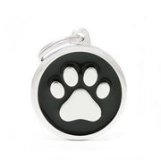 Medaglietta Per Cani E Gatti Personalizzata Cerchio Con Zampa Colore Nero Taglia Grande-1