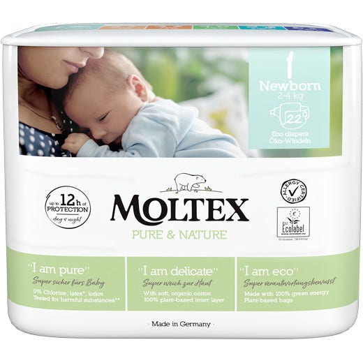 Moltex Pure&Nature New Born Pannolini 2/4kg Taglia 1 22 Pezzi  - 2