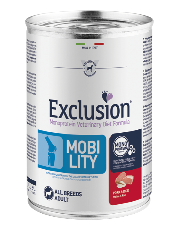 Exclusion Veterinary Diet Formula Mobility Maiale/Riso 200gr-1