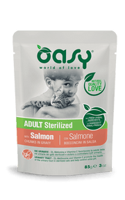 Oasy Gatto Adulto Sterilizzato Bocconcini Salmone Busta 85g-1
