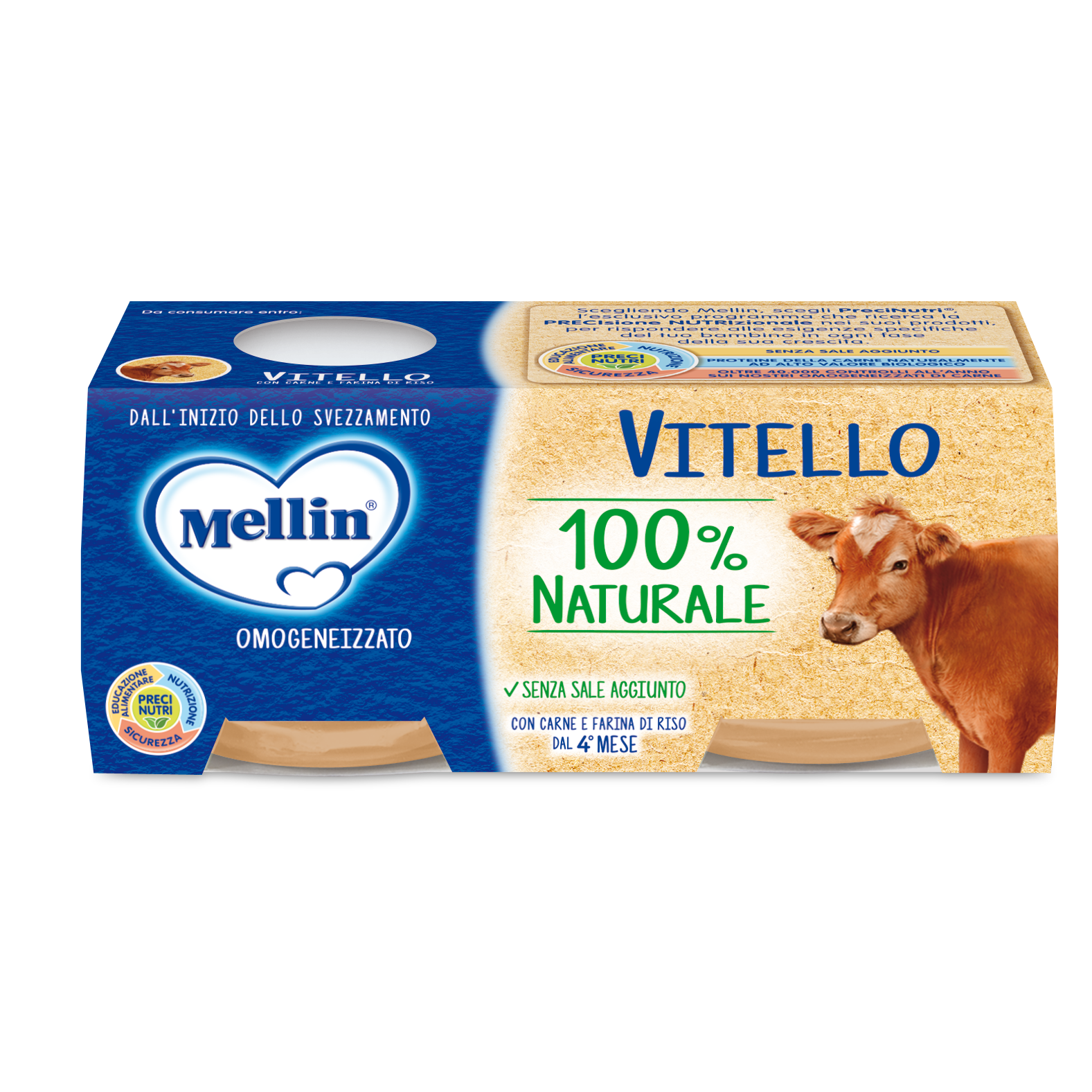 Mellin Omogeneizzato Vitello 4M+ 2x80g  - 2