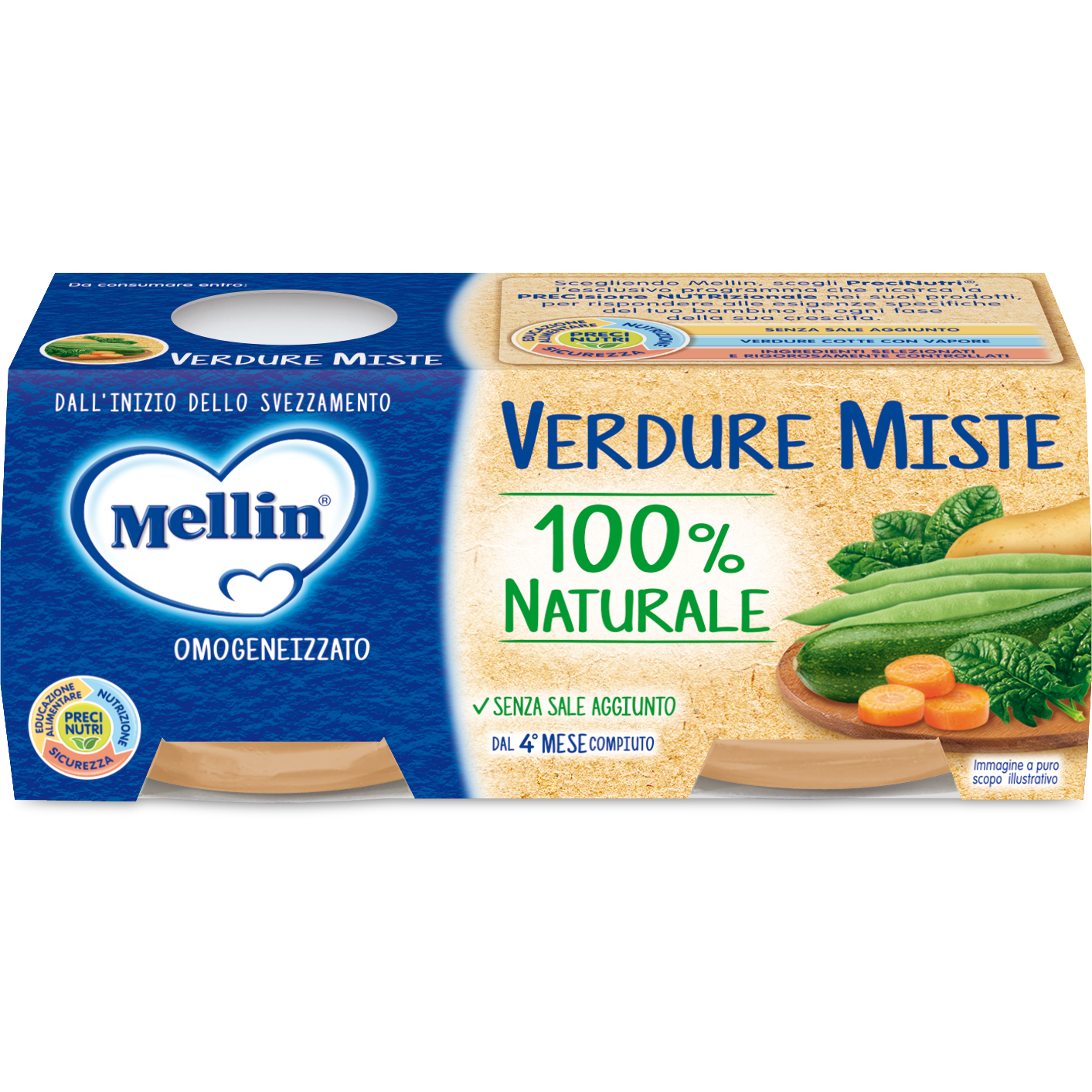 Mellin Omogeneizzato Verdure Miste 6M+ 2x80g  - 2